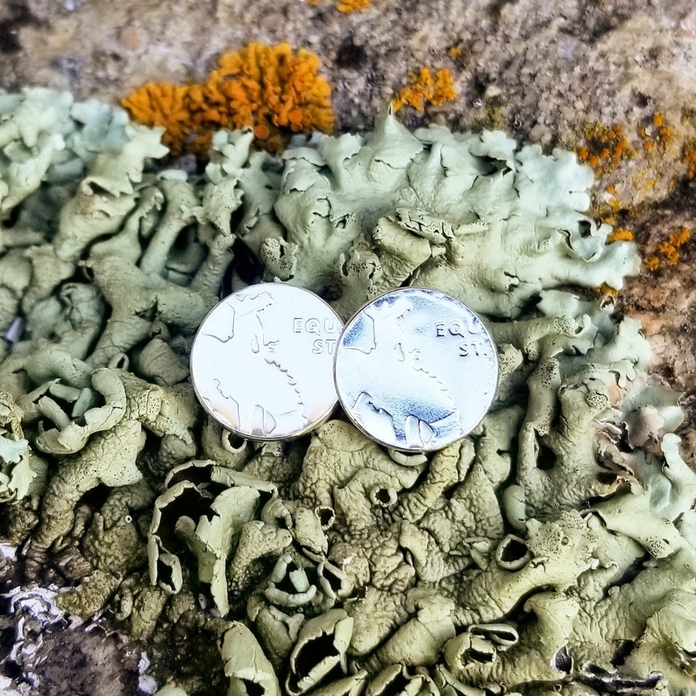 Silver State Coin Punch Out Earrings